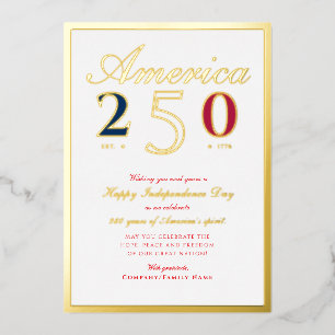Amerika 250 Semi-quince-jaar Patriottisch Rood Folie Feestdagenkaart