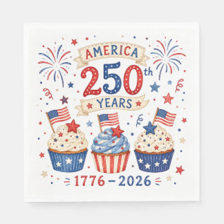 Amerika 250 servetten rood wit blauw feest decorat