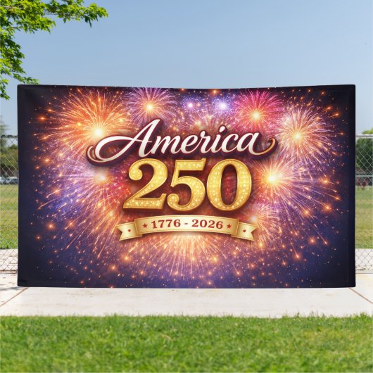 Amerika 250-spandoek met vuurwerk spandoek (Buitenkant)