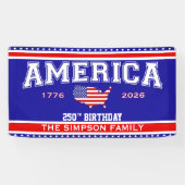Amerika 250 Verjaardag 1776-2026 Spandoek (Horizontaal)