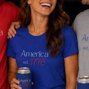 Amerika 250 Verjaardag est 1776 Typografie Blauw T-shirt
