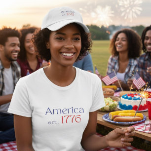 Amerika 250 Verjaardag est 1776 Typografie Rood Bl T-shirt