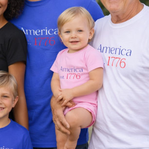 Amerika 250 Verjaardag est 1776 Typografie Roze Romper