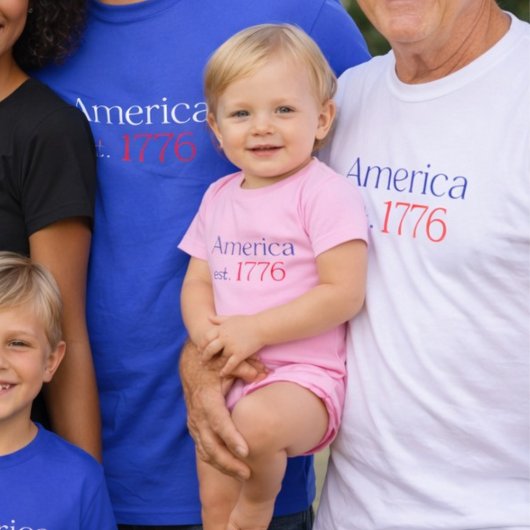 Amerika 250 Verjaardag est 1776 Typografie Roze Romper