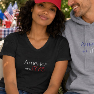 Amerika 250 Verjaardag est 1776 Typografie Zwart T-shirt