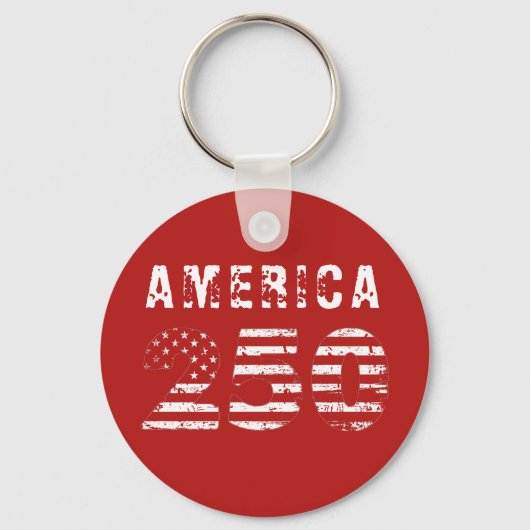 Amerika 250 Verjaardag Grunge Tekst Rood Sleutelhanger (Voorkant)