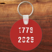 Amerika 250 Verjaardag Grunge Tekst Rood Sleutelhanger (Achterkant)