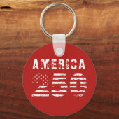 Amerika 250 Verjaardag Grunge Tekst Rood Sleutelhanger (Voorkant)