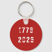 Amerika 250 Verjaardag Grunge Tekst Rood Sleutelhanger (Achterkant)