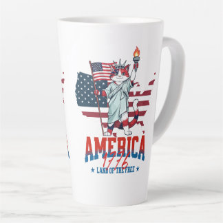 Amerika 250 Verjaardag Patriottische Kat Latte Mok