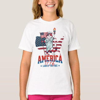 Amerika 250 Verjaardag Patriottische Kat T-shirt