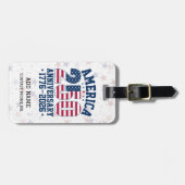 Amerika 250 Verjaardag Rood & Blauw Gepersonalisee Bagagelabel (Voorkant horizontaal)