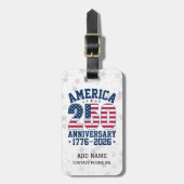 Amerika 250 Verjaardag Rood & Blauw Gepersonalisee Bagagelabel (Voorkant verticaal)