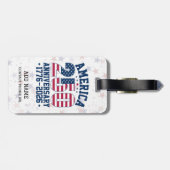 Amerika 250 Verjaardag Rood & Blauw Gepersonalisee Bagagelabel (Achterkant horizontaal)