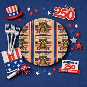 Amerika 250 Verjaardagsfeest  Papieren Bordje