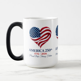 Amerika 250 Vlag Hart 1776-2026 Kleurveranderende Magische Mok