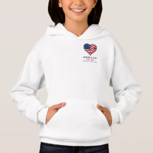 Amerika 250 Vlag Hart 1776-2026 Meisjes Hoodie