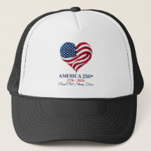 Amerika 250 Vlag Hart 1776-2026 Patriottische Hoed
