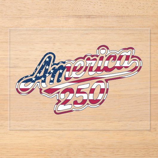 Amerika 250 Vlag Script Semiquincentennial Ontwerp Acryl Uitnodigingen (Voorkant)