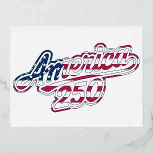Amerika 250 Vlag Script Semiquincentennial Ontwerp Folie Feestdagen Briefkaart