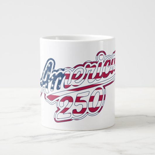 Amerika 250 Vlag Script Semiquincentennial Ontwerp Grote Koffiekop (Voorkant)
