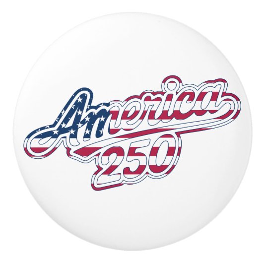 Amerika 250 Vlag Script Semiquincentennial Ontwerp Keramische Knop (Voorkant)