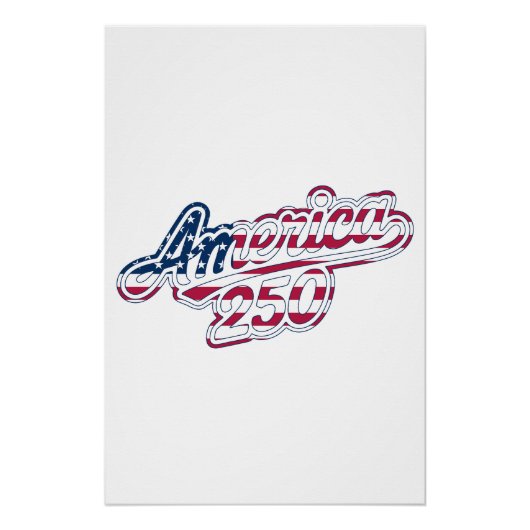 Amerika 250 Vlag Script Semiquincentennial Ontwerp Perfect Poster (Voorkant)