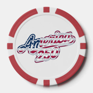 Amerika 250 Vlag Script Semiquincentennial Ontwerp Poker Chips
