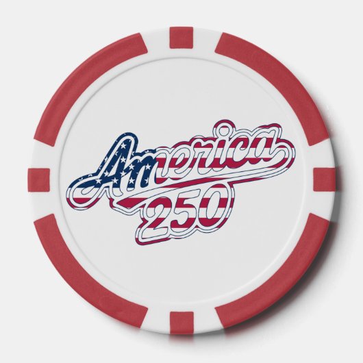 Amerika 250 Vlag Script Semiquincentennial Ontwerp Poker Chips (Voorkant)
