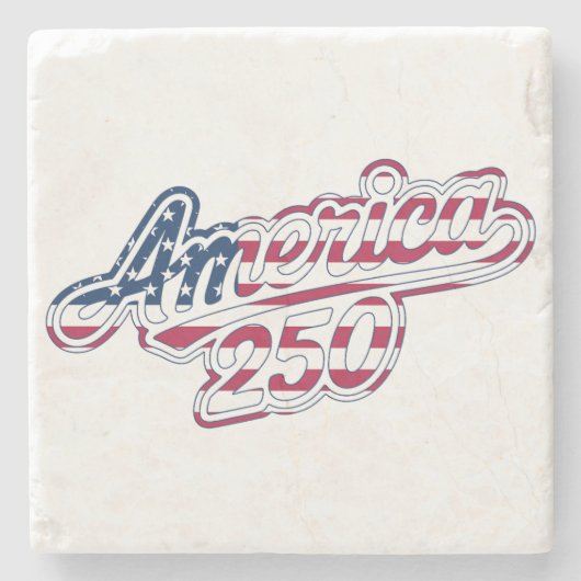 Amerika 250 Vlag Script Semiquincentennial Ontwerp Stenen Onderzetter (Voorkant)