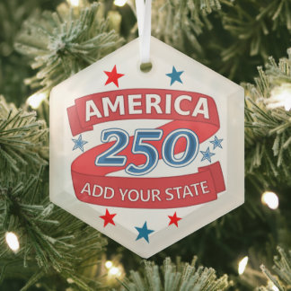 Amerika 250 Voeg Staat 250e Verjaardag Aandenken Glas Ornament