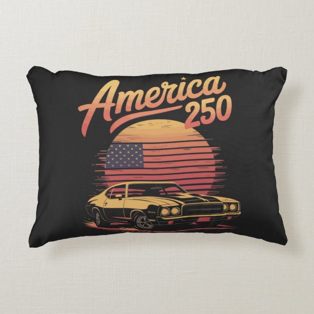 Amerika 250 VS Retro Zonsondergang Accent Kussen (Voorkant)