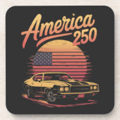 Amerika 250 VS Retro Zonsondergang Bier Onderzetter (Voorkant)