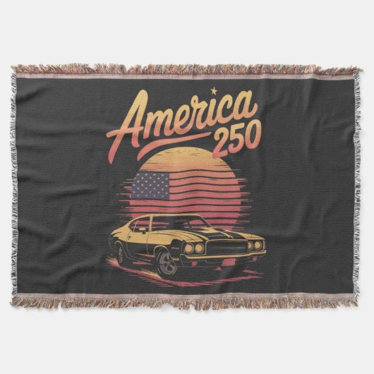Amerika 250 VS Retro Zonsondergang Deken (Voorkant)