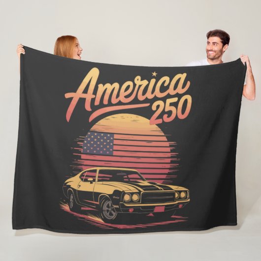 Amerika 250 VS Retro Zonsondergang Fleece Deken (In situ)