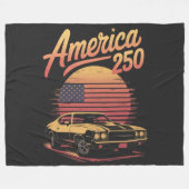 Amerika 250 VS Retro Zonsondergang Fleece Deken (Voorkant (Horizontaal))