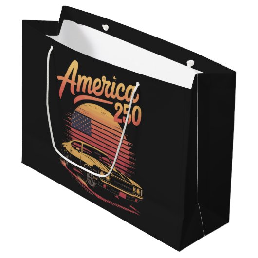 Amerika 250 VS Retro Zonsondergang Groot Cadeauzakje (Voorkant Gekanteld)