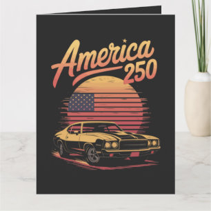 Amerika 250 VS Retro Zonsondergang Kaart