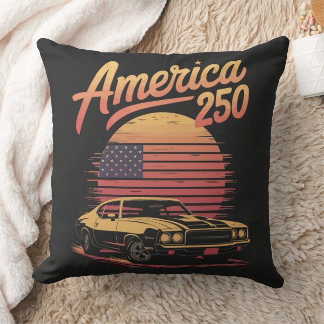 Amerika 250 VS Retro Zonsondergang Kussen (Deken)