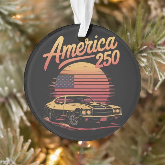 Amerika 250 VS Retro Zonsondergang Ornament (Boom)