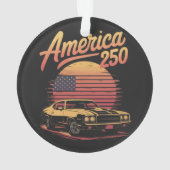 Amerika 250 VS Retro Zonsondergang Ornament (achterkant)