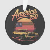Amerika 250 VS Retro Zonsondergang Ornament (voorkant)