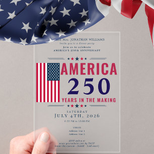 Amerika 250 VS-vlag Patriottisch 4 juli Formeel Acryl Uitnodigingen