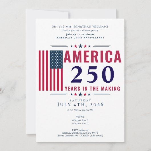 Amerika 250 VS-vlag Patriottisch 4 juli Formeel Kaart (Voorkant)