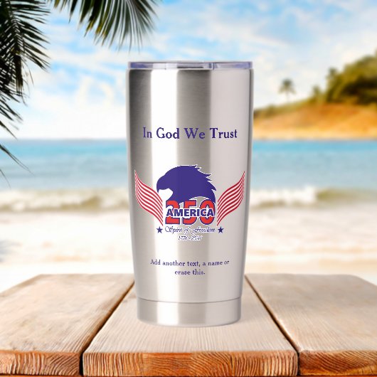 Amerika 250e-Geest van Vrijheid-Bewerkbare Tekst Geïsoleerde Drinkbeker (Strand (Gedraaid) )
