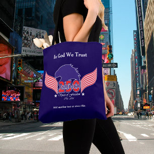 Amerika 250e-Geest van Vrijheid-Blauw-Bewerkbare T Tote Bag