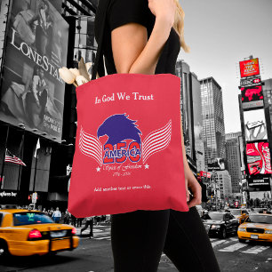 Amerika 250e-Geest van Vrijheid-Rood-Editable Teks Tote Bag