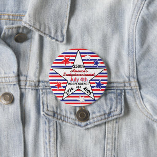 Amerika 250e Onafhankelijkheidsdag Rood Wit Blauw Ronde Button 7,6 Cm