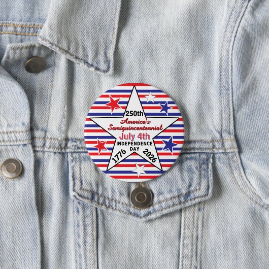 Amerika 250e Onafhankelijkheidsdag Rood Wit Blauw Ronde Button 7,6 Cm (In situ)