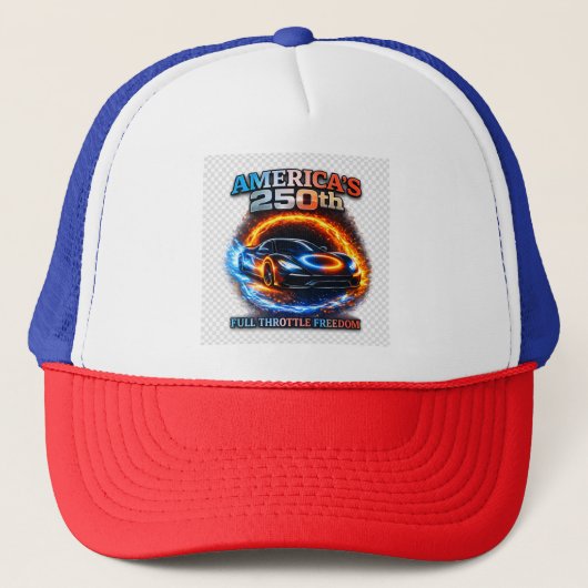 Amerika 250e Patriottische Spierauto Ontwerp Hoed Trucker Pet (Voorkant)